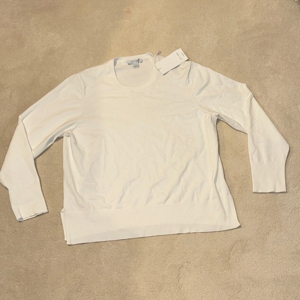 Kit & Ace Cream Long Sleeve Top Women’s White Cotton Crewneck Sweater S XL NWT